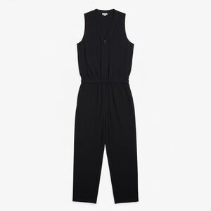 Splendid Front Zip Sleeveless V-Neck Jumpsuit - Black - Size L